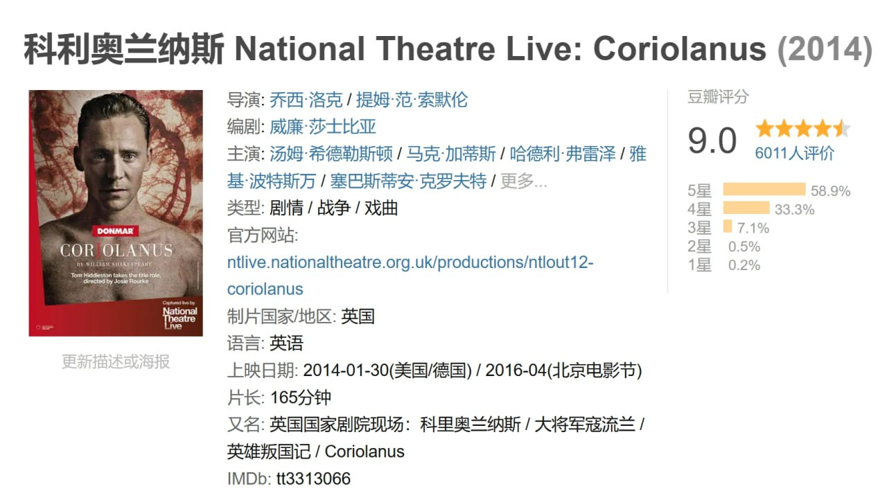科利奥兰纳斯 National Theatre Live: Coriolanus (2014) 1 photo 2025 05 12 19 00 09