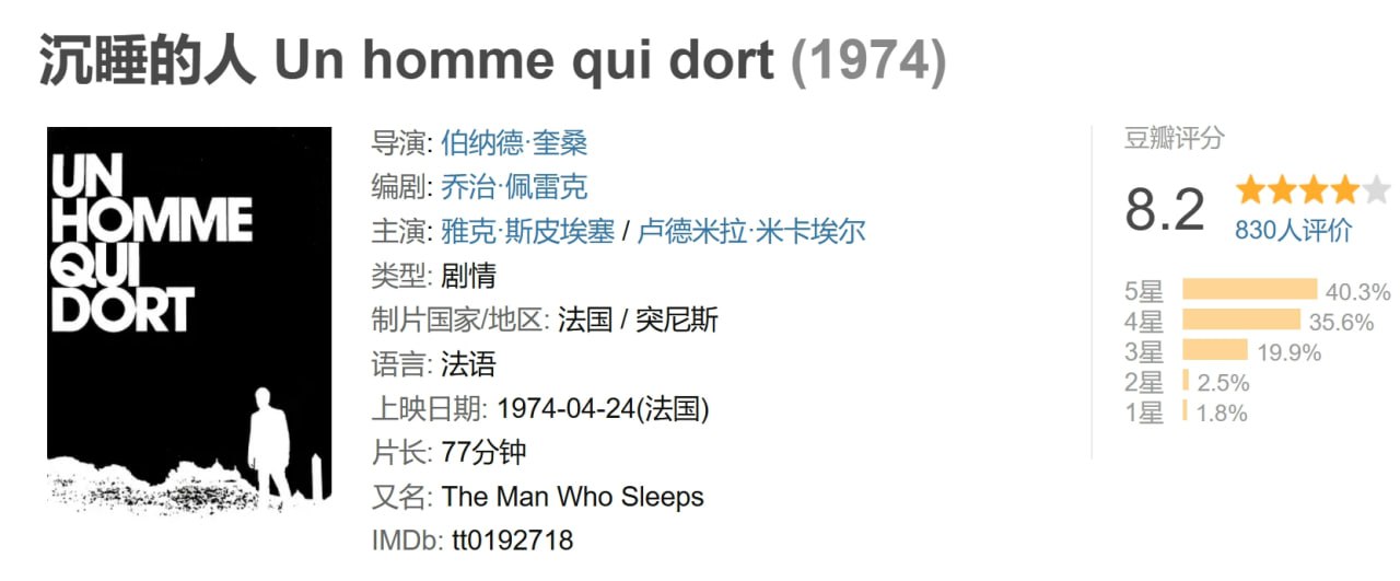 沉睡的人 Un homme qui dort (1974) 1 photo 2025 05 14 14 10 07