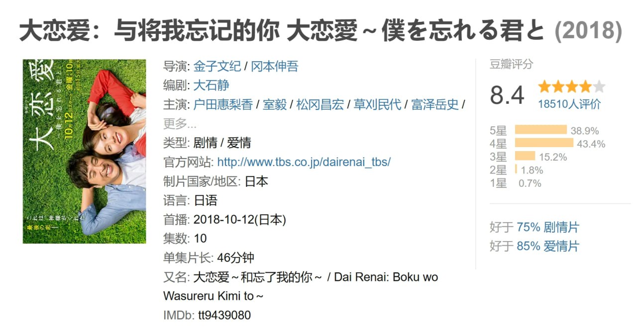 大恋爱:与将我忘记的你 大恋愛~僕を忘れる君と (2018) 1 photo 2025 05 14 14 30 23