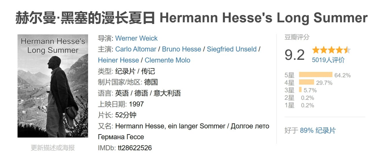 赫尔曼·黑塞的漫长夏日 Hermann Hesse's Long Summer (1997) 1 photo 2025 05 21 20 30 19