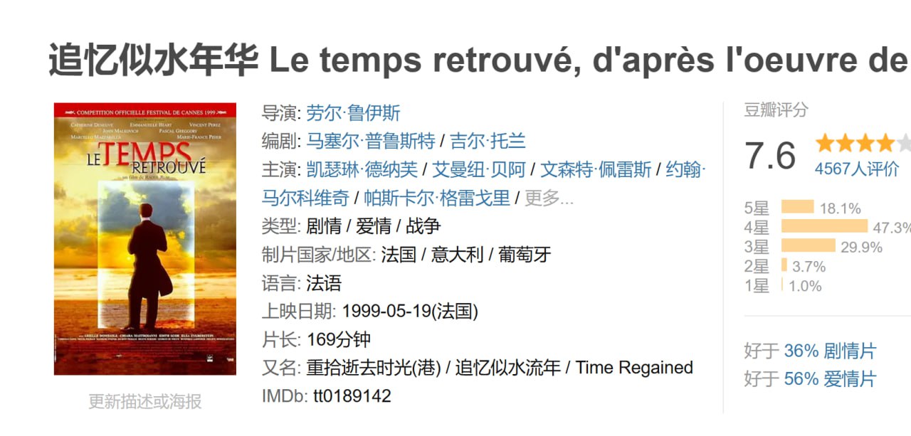 追忆似水年华 Le temps retrouvé, d'après l'oeuvre de Marcel Proust (1999) 1 photo 2025 06 03 21 00 03